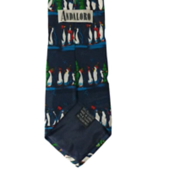 Christmas Tree Penguins Holiday Winter Novelty Necktie - Picture 6 of 6